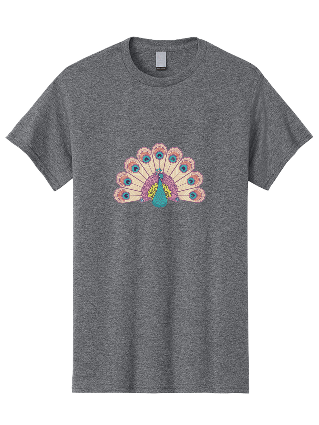 Peacock Men'S Graphic Tee, 100% Cotton, Comfortable Casual Summer Wear, Machine Washable, Peacock Bird, Vibrant Plumage, Colorful Feathers, Intricate Patterns, Majestic Display, Pink, Blue, Yellow Hues, Elegant Bird, Ornate Tail Bab138
