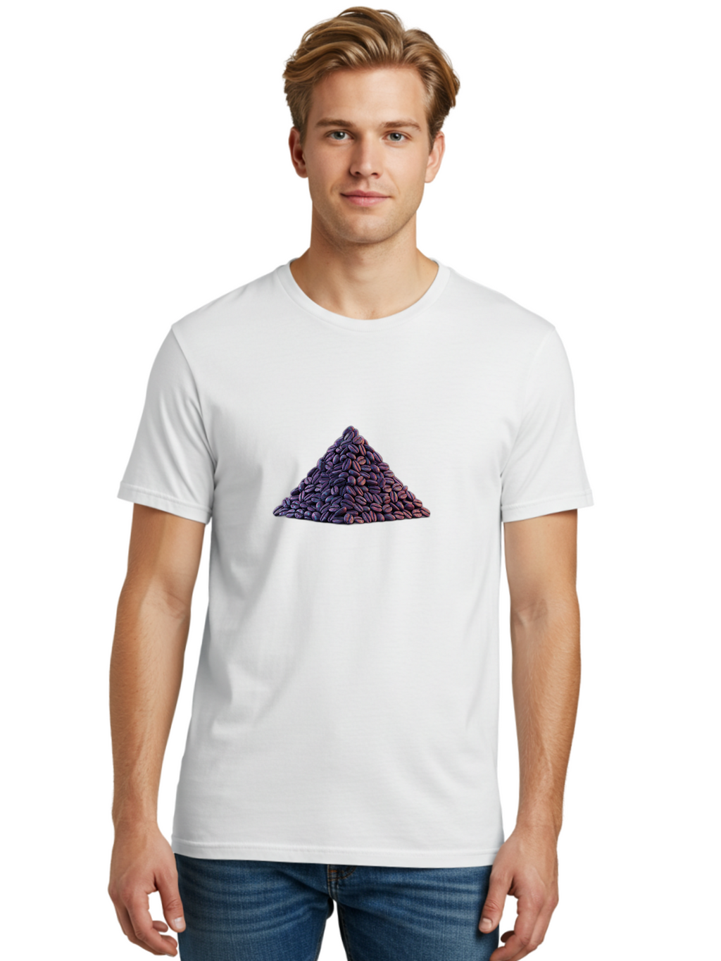 Pile-Of-Coffee-Beans Men'S Graphic Tee, 100% Cotton, Comfortable Casual Summer Wear, Machine Washable, Pile Of Coffee Beans, Coffee Beans Heap, Roasted Coffee, Coffee Roast, Dark Brown Coffee, Coffee Bean Texture, Coffee Art Bab140
