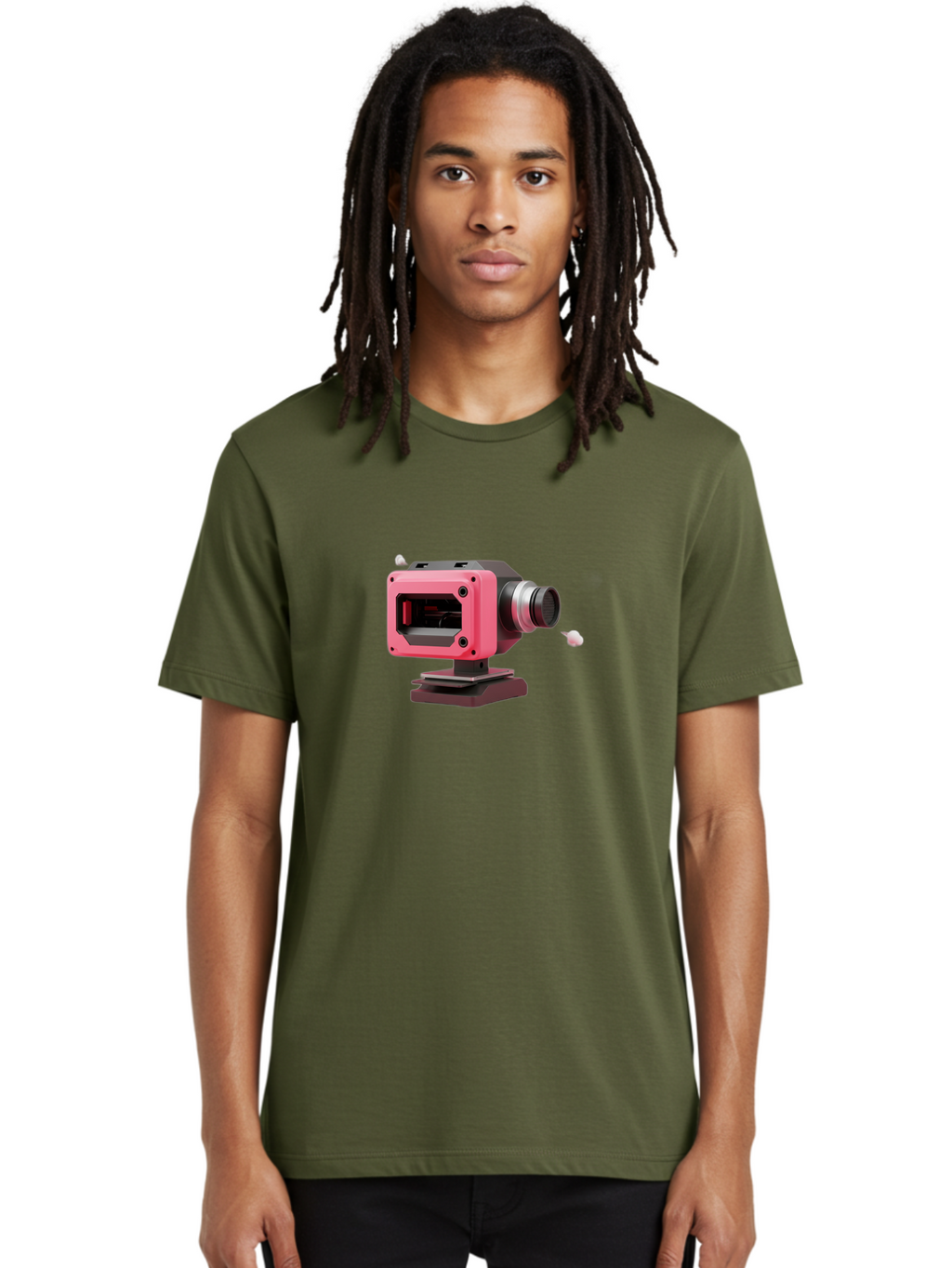 Pink-3D-Camera Men'S Graphic Tee, 100% Cotton, Comfortable Casual Summer Wear, Machine Washable, Pink Camera, Photography Equipment, Camera Lens, Modern Technology, Futuristic Design, Digital Photography, Studio Equipment, 3D Camera Bab141