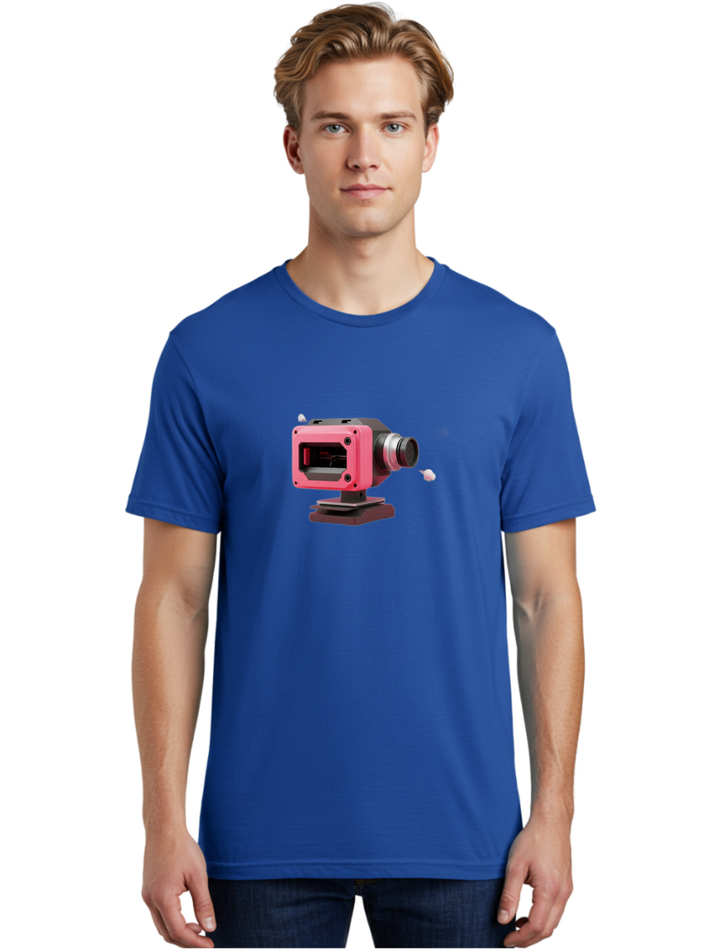 Pink-3D-Camera Men'S Graphic Tee, 100% Cotton, Comfortable Casual Summer Wear, Machine Washable, Pink Camera, Photography Equipment, Camera Lens, Modern Technology, Futuristic Design, Digital Photography, Studio Equipment, 3D Camera Bab141