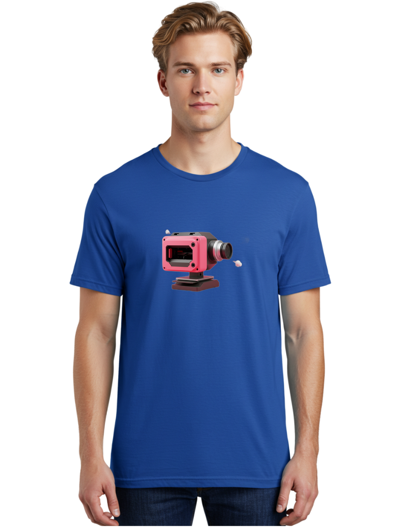 Pink-3D-Camera Men'S Graphic Tee, 100% Cotton, Comfortable Casual Summer Wear, Machine Washable, Pink Camera, Photography Equipment, Camera Lens, Modern Technology, Futuristic Design, Digital Photography, Studio Equipment, 3D Camera Bab141