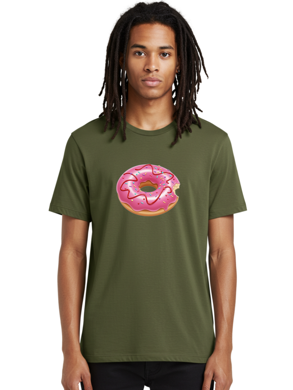Pink-Donut-1 Men'S Graphic Tee, 100% Cotton, Comfortable Casual Summer Wear, Machine Washable, Pink Frosted Donut, Donut With Sprinkles, Chocolate Drizzle, Sweet Treats, Baked Goods, Colorful Dessert, Tasty Pastry, Indulgent Snack, Bab147