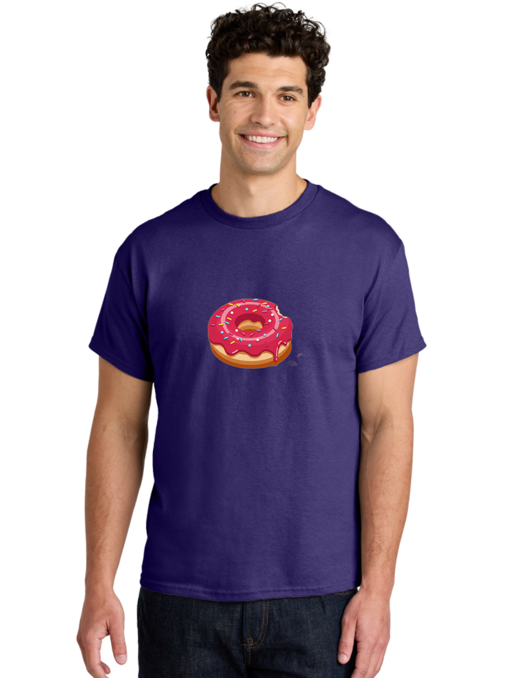Pink-Donut-3 Men'S Graphic Tee, 100% Cotton, Comfortable Casual Summer Wear, Machine Washable, Donut With Pink Glaze, Sprinkles On Top, Colorful Treat, Sweet Dessert, Tasty Pastry, Vibrant Colors, Sweet Tooth, Donut Delight, Pink Frosting Bab150