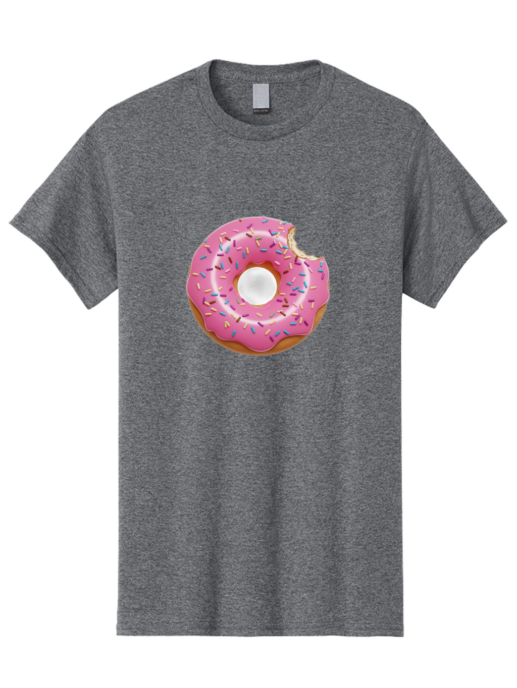 Pink-Donut-4 Men'S Graphic Tee, 100% Cotton, Comfortable Casual Summer Wear, Machine Washable, Pink Donut With Sprinkles, Bitten Donut, Sweet Treats, Colorful Dessert, Tasty Pastry, Glazed Donut, Sprinkles Galore, Donut Delight, Baked Goods Bab151