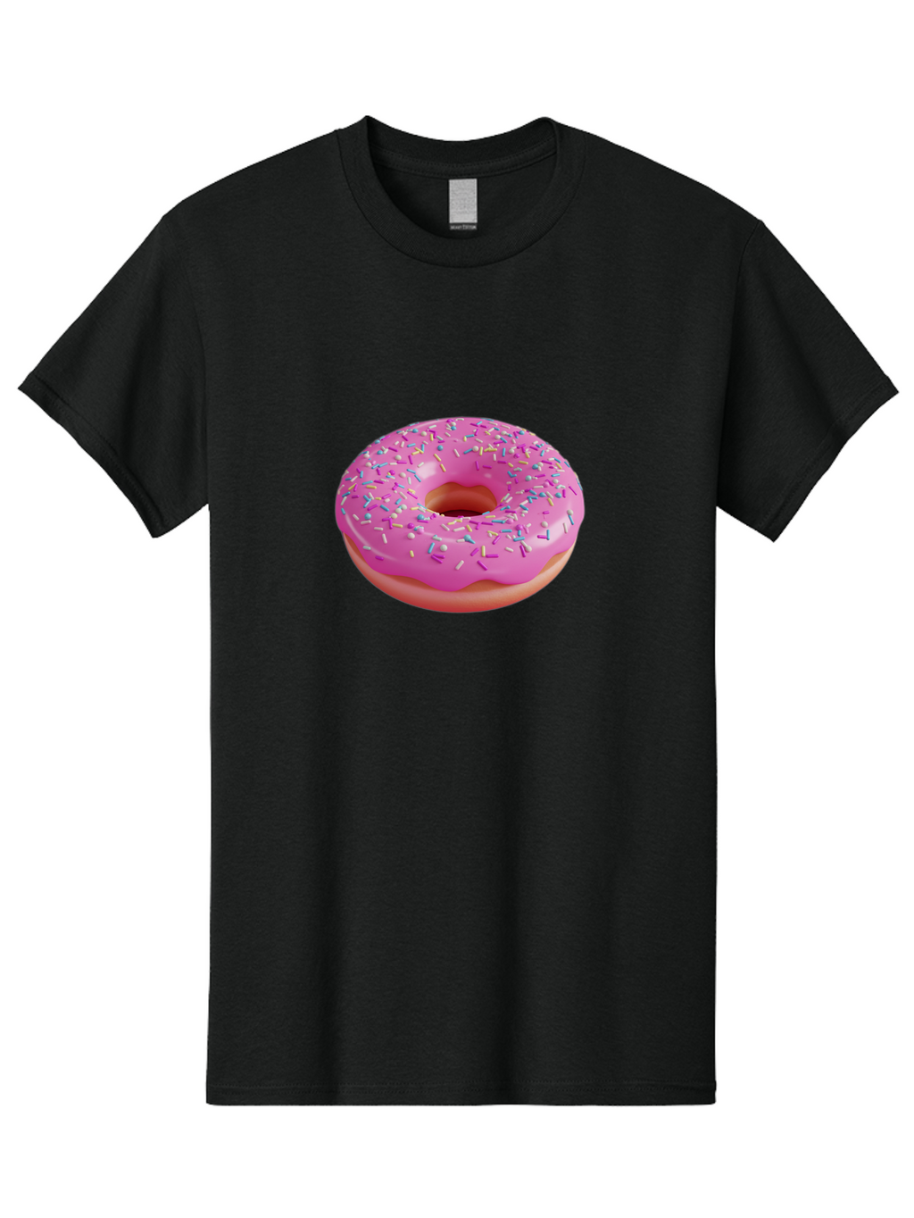 Pink-Donut-With-Sprinkles-1 Men'S Graphic Tee, 100% Cotton, Comfortable Casual Summer Wear, Machine Washable, Donut With Pink Glaze, Colorful Sprinkles, Sweet Treats, Dessert, Baked Goods, Tasty Pastries, Yummy Donut Bab158