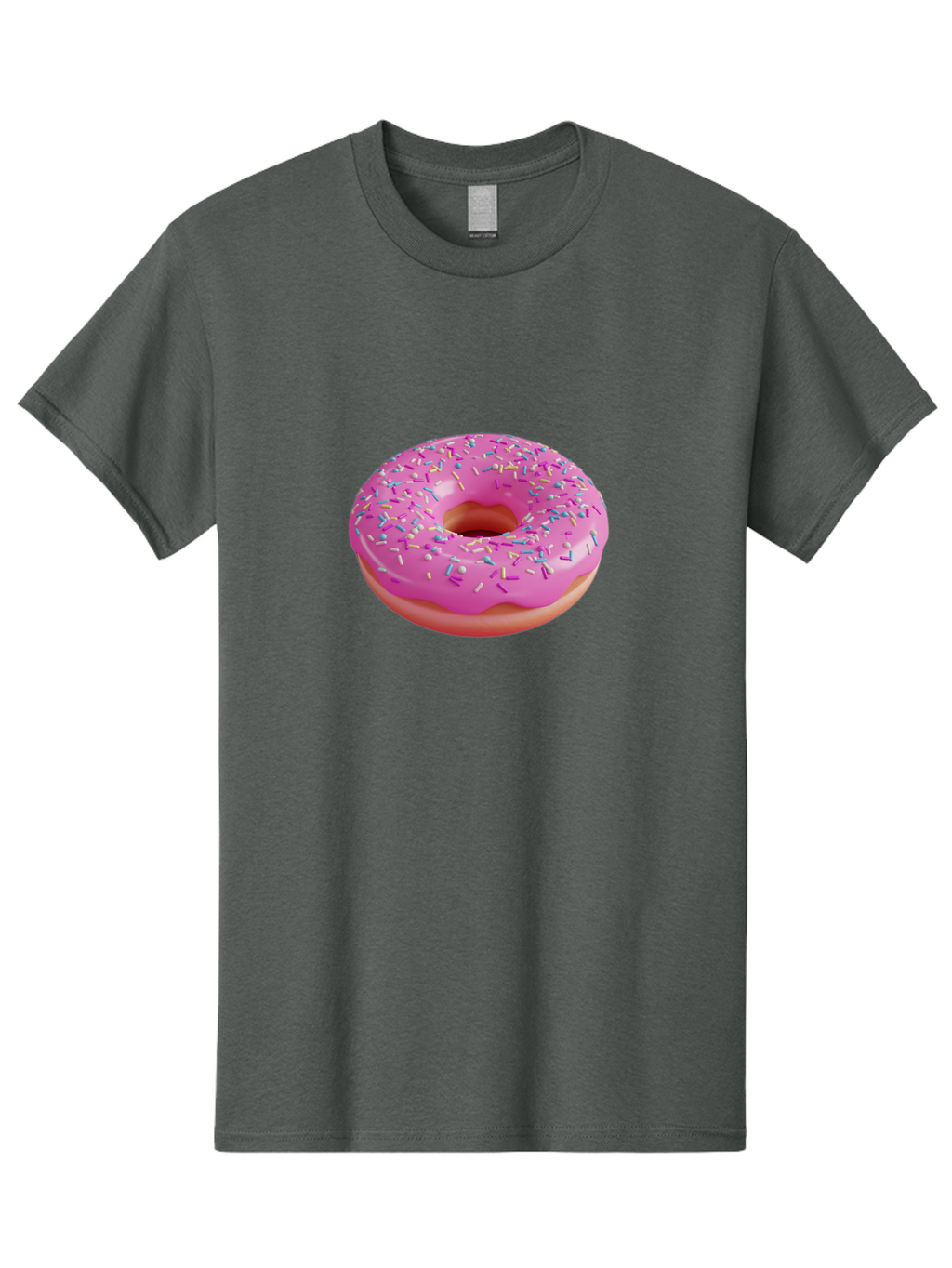 Pink-Donut-With-Sprinkles-1 Men'S Graphic Tee, 100% Cotton, Comfortable Casual Summer Wear, Machine Washable, Donut With Pink Glaze, Colorful Sprinkles, Sweet Treats, Dessert, Baked Goods, Tasty Pastries, Yummy Donut Bab158