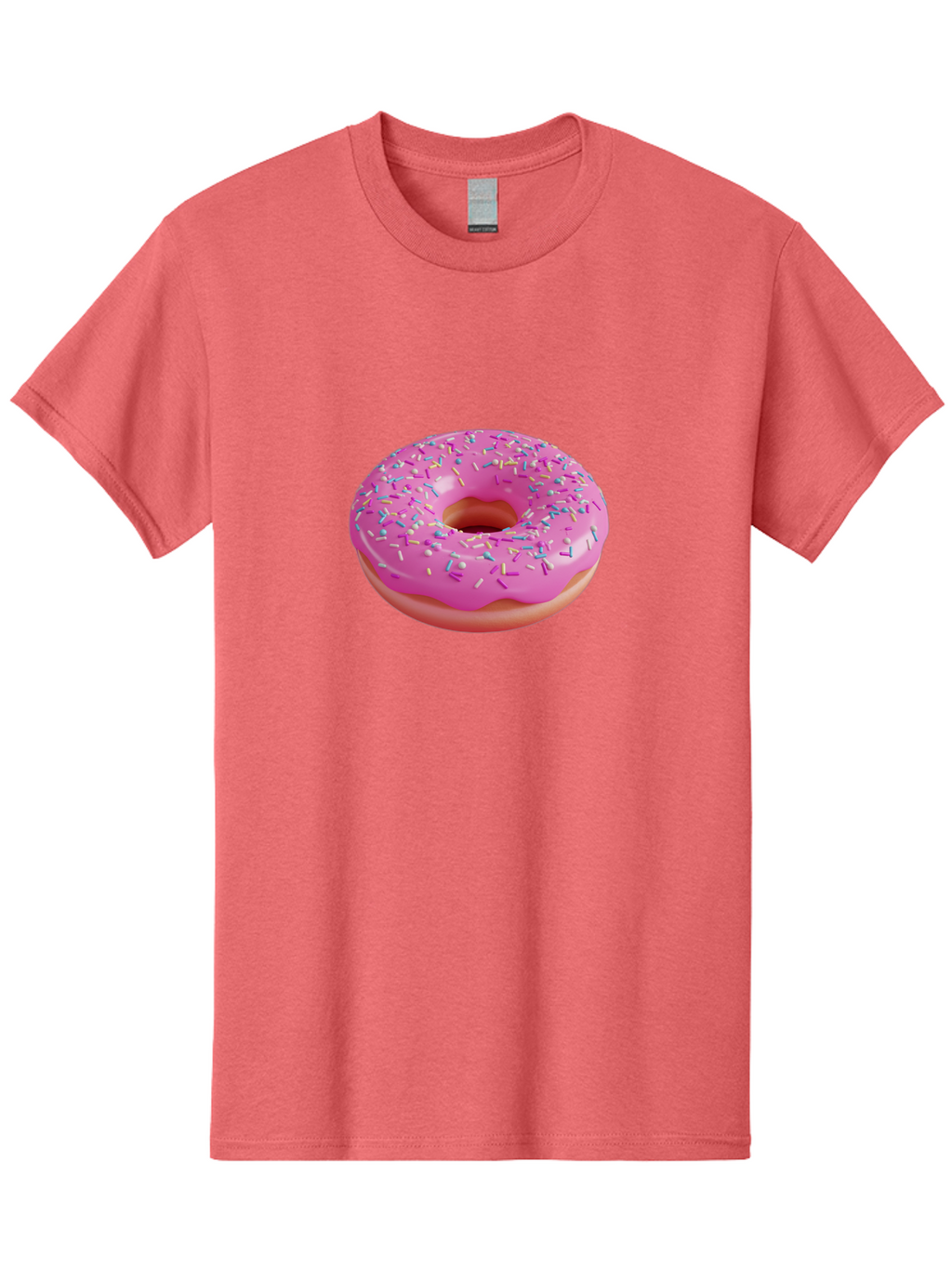 Pink-Donut-With-Sprinkles-1 Men'S Graphic Tee, 100% Cotton, Comfortable Casual Summer Wear, Machine Washable, Donut With Pink Glaze, Colorful Sprinkles, Sweet Treats, Dessert, Baked Goods, Tasty Pastries, Yummy Donut Bab158