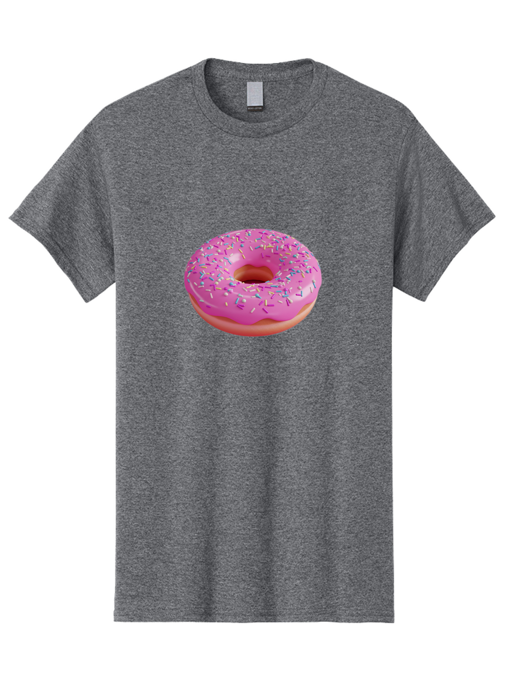 Pink-Donut-With-Sprinkles-1 Men'S Graphic Tee, 100% Cotton, Comfortable Casual Summer Wear, Machine Washable, Donut With Pink Glaze, Colorful Sprinkles, Sweet Treats, Dessert, Baked Goods, Tasty Pastries, Yummy Donut Bab158