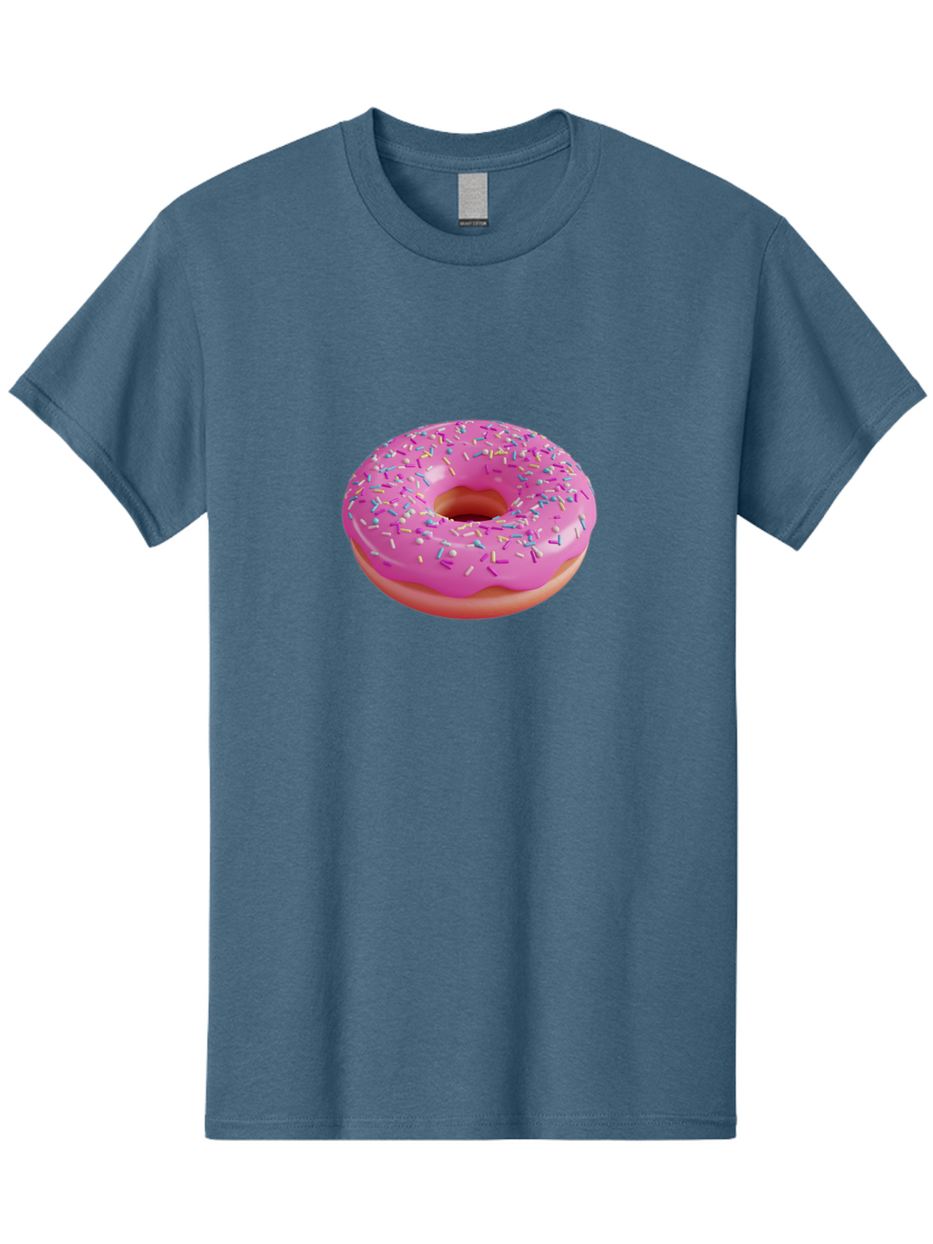 Pink-Donut-With-Sprinkles-1 Men'S Graphic Tee, 100% Cotton, Comfortable Casual Summer Wear, Machine Washable, Donut With Pink Glaze, Colorful Sprinkles, Sweet Treats, Dessert, Baked Goods, Tasty Pastries, Yummy Donut Bab158