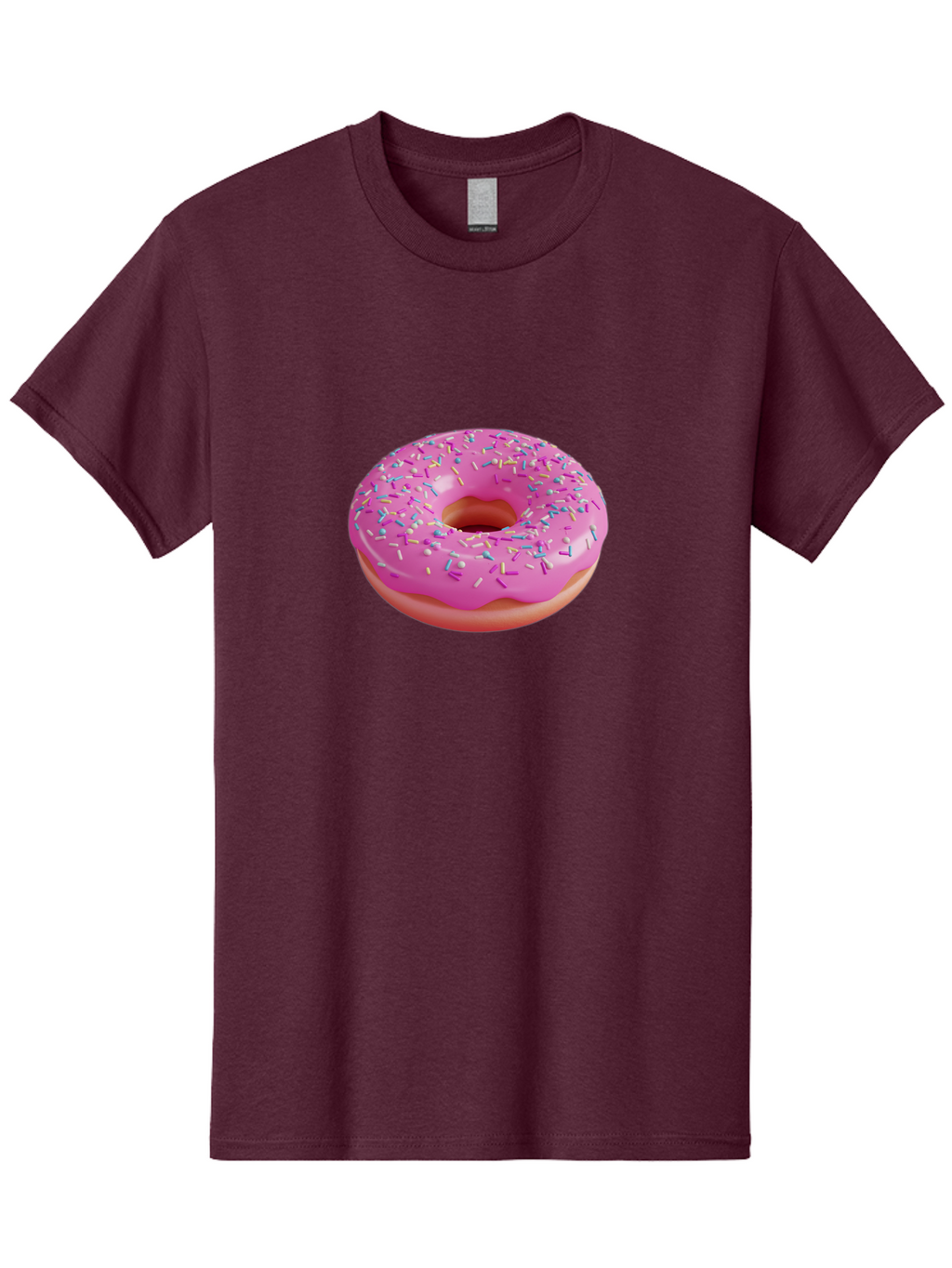 Pink-Donut-With-Sprinkles-1 Men'S Graphic Tee, 100% Cotton, Comfortable Casual Summer Wear, Machine Washable, Donut With Pink Glaze, Colorful Sprinkles, Sweet Treats, Dessert, Baked Goods, Tasty Pastries, Yummy Donut Bab158