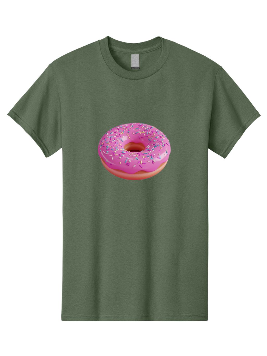 Pink-Donut-With-Sprinkles-1 Men'S Graphic Tee, 100% Cotton, Comfortable Casual Summer Wear, Machine Washable, Donut With Pink Glaze, Colorful Sprinkles, Sweet Treats, Dessert, Baked Goods, Tasty Pastries, Yummy Donut Bab158