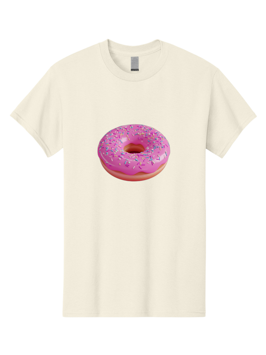 Pink-Donut-With-Sprinkles-1 Men'S Graphic Tee, 100% Cotton, Comfortable Casual Summer Wear, Machine Washable, Donut With Pink Glaze, Colorful Sprinkles, Sweet Treats, Dessert, Baked Goods, Tasty Pastries, Yummy Donut Bab158