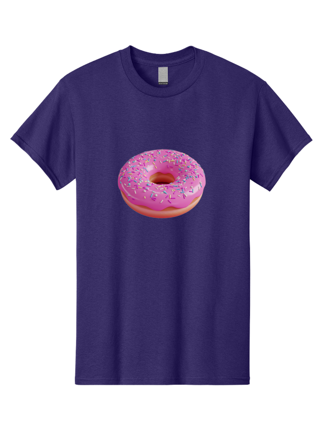 Pink-Donut-With-Sprinkles-1 Men'S Graphic Tee, 100% Cotton, Comfortable Casual Summer Wear, Machine Washable, Donut With Pink Glaze, Colorful Sprinkles, Sweet Treats, Dessert, Baked Goods, Tasty Pastries, Yummy Donut Bab158