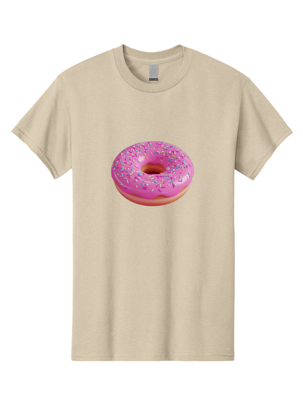 Pink-Donut-With-Sprinkles-1 Men'S Graphic Tee, 100% Cotton, Comfortable Casual Summer Wear, Machine Washable, Donut With Pink Glaze, Colorful Sprinkles, Sweet Treats, Dessert, Baked Goods, Tasty Pastries, Yummy Donut Bab158