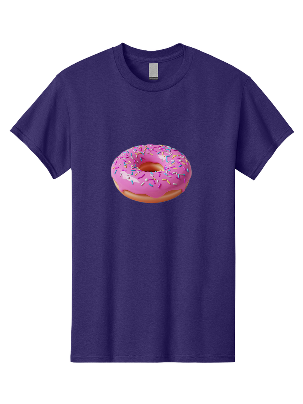 Pink-Donut-With-Sprinkles-2 Men'S Graphic Tee, 100% Cotton, Comfortable Casual Summer Wear, Machine Washable, Pink Frosted Donut, Donut With Sprinkles, Colorful Sprinkles, Sweet Treats, Baked Goods, Dessert, Tasty, 3D Rendering, Digital Art Bab159
