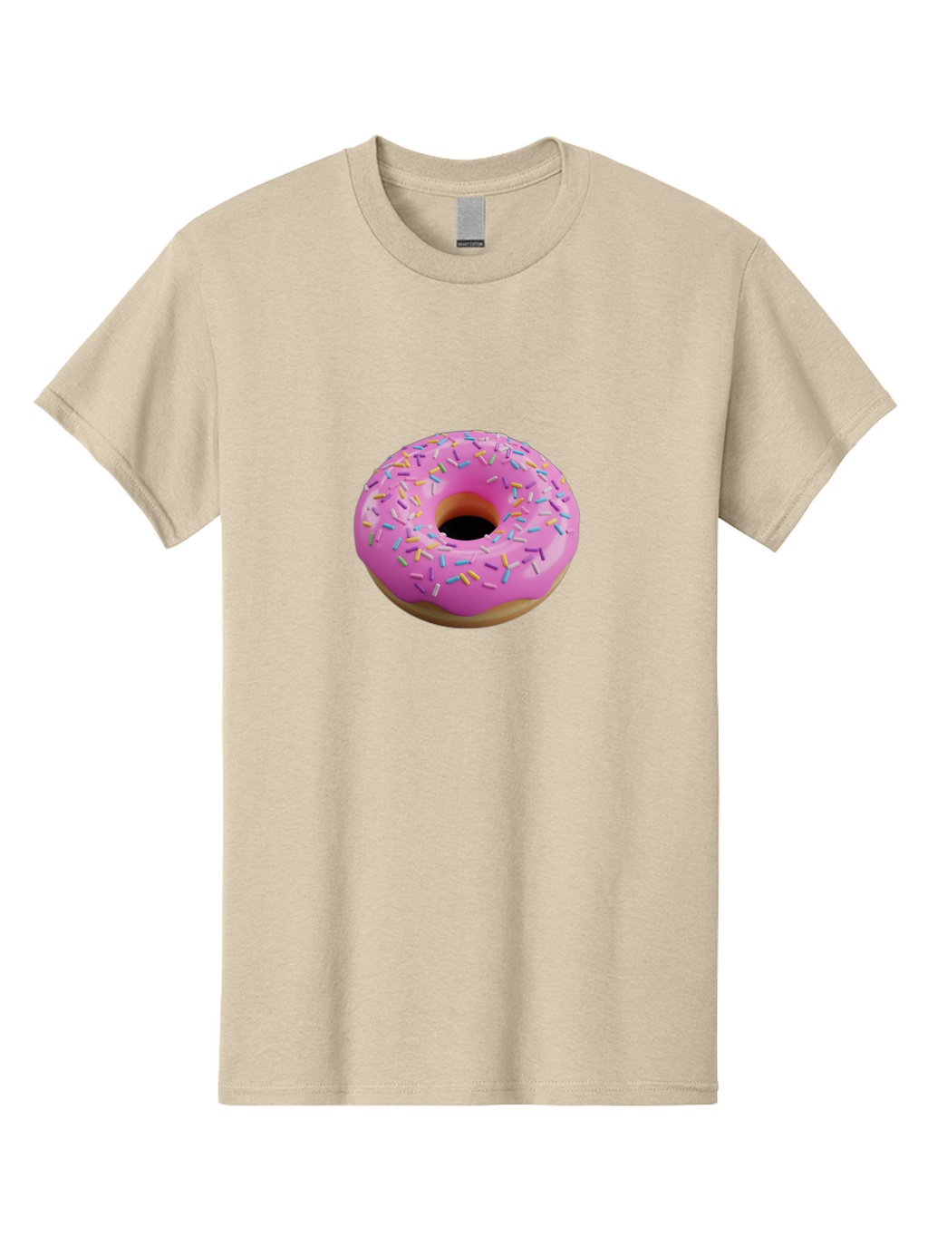 Pink-Donut-With-Sprinkles-3 Men'S Graphic Tee, 100% Cotton, Comfortable Casual Summer Wear, Machine Washable, Pink Donut With Sprinkles, Sweet Treats, Colorful Dessert, Donut With Frosting, Sprinkles On Donut, Dessert Graphics, 3D Donut Image, Bab160