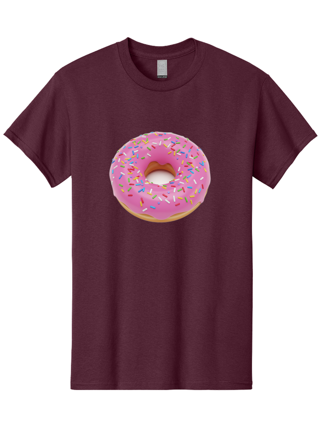 Pink-Donut-With-Sprinkles Men'S Graphic Tee, 100% Cotton, Comfortable Casual Summer Wear, Machine Washable, Pink Frosted Donut, Colorful Sprinkles, Sweet Treats, Baked Goods, Dessert, Tasty, Doughnut, Sprinkles, Sweet Tooth, Colorful Dessert Bab161