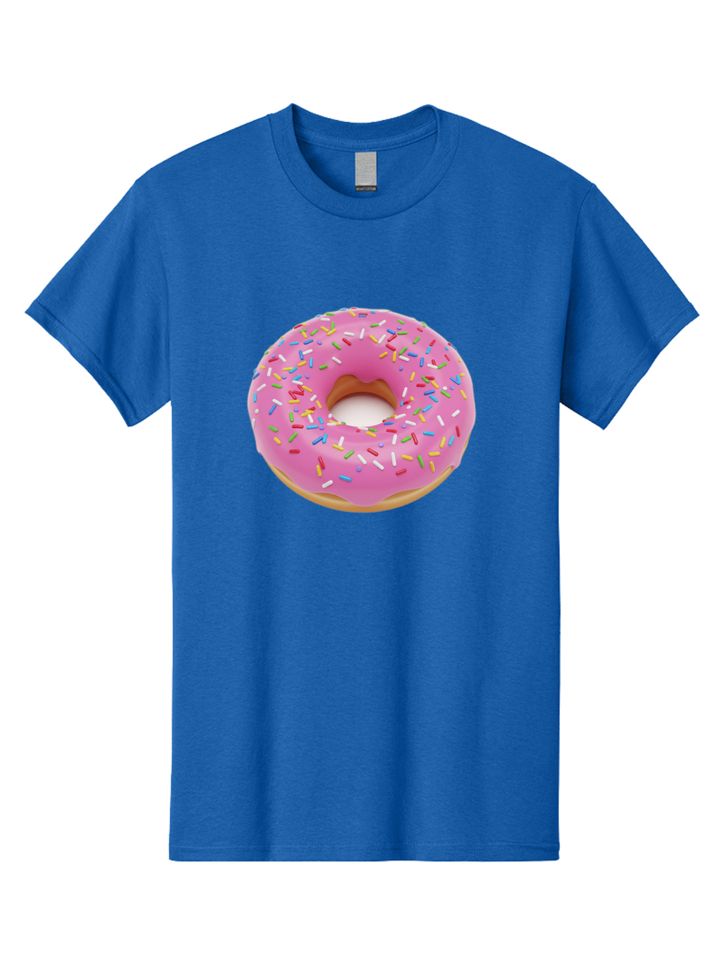 Pink-Donut-With-Sprinkles Men'S Graphic Tee, 100% Cotton, Comfortable Casual Summer Wear, Machine Washable, Pink Frosted Donut, Colorful Sprinkles, Sweet Treats, Baked Goods, Dessert, Tasty, Doughnut, Sprinkles, Sweet Tooth, Colorful Dessert Bab161
