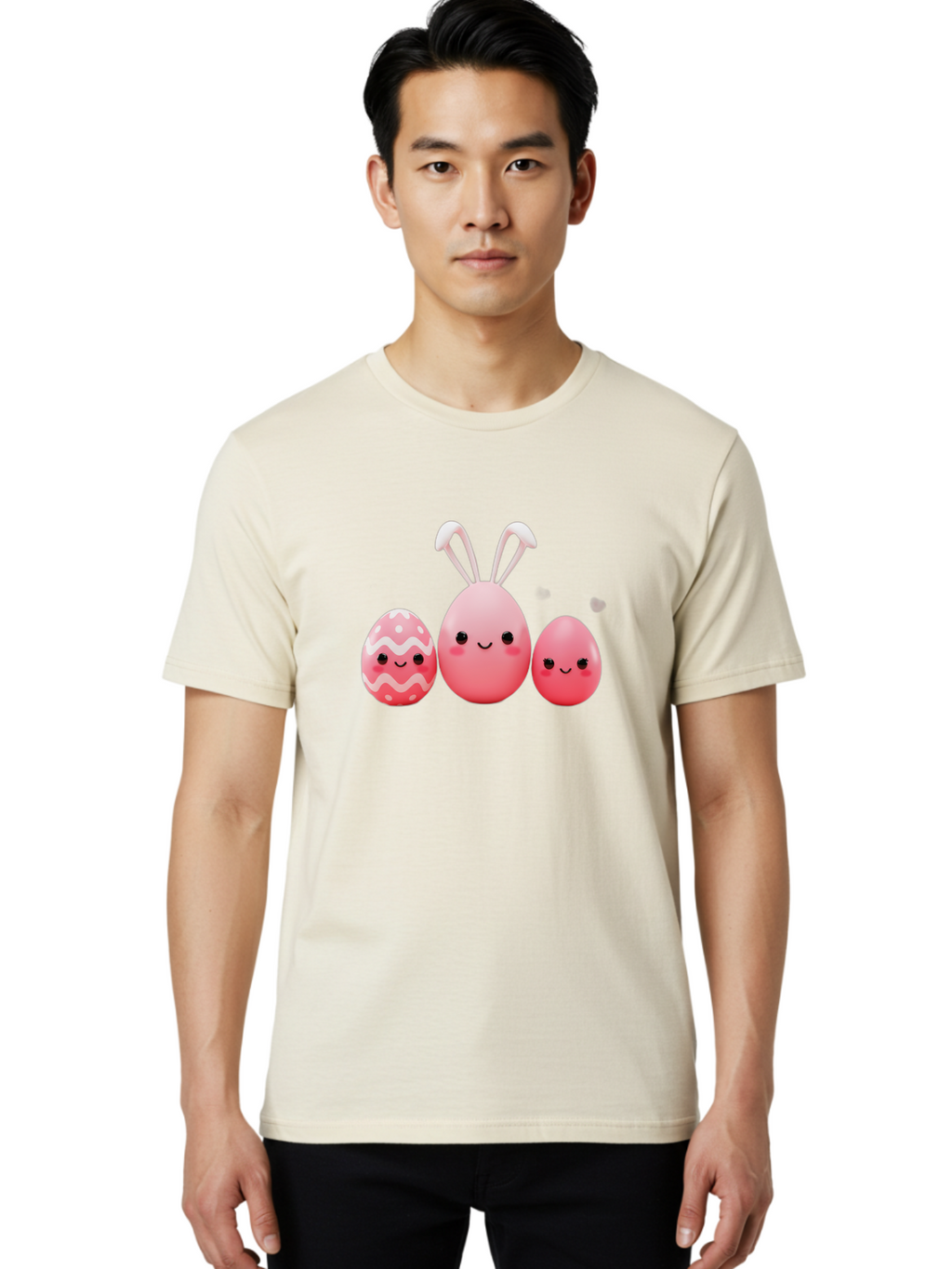 Pink-Easter-Eggs Men'S Graphic Tee, 100% Cotton, Comfortable Casual Summer Wear, Machine Washable, Pink Easter Eggs, Cute Easter Eggs, Easter Egg Hunt, Adorable Eggs, Egg Characters, Easter Bunny, Happy Easter, Funny Easter Eggs, Bab163