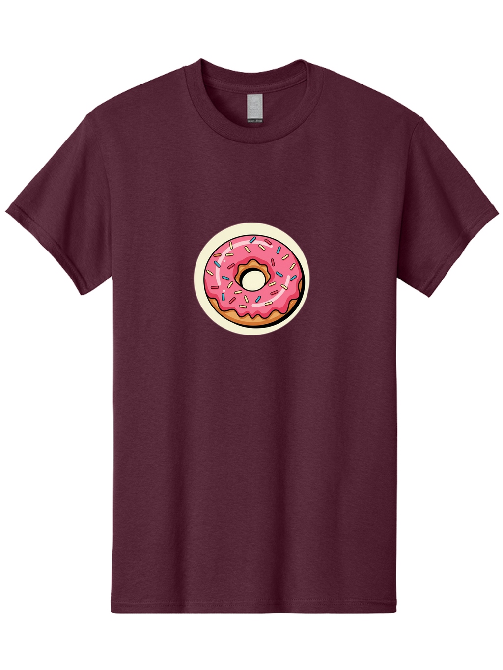 Pink-Frosted-Donut-1 Men'S Graphic Tee, 100% Cotton, Comfortable Casual Summer Wear, Machine Washable, Donut With Pink Frosting, Sprinkles On Donut, Sweet Treats, Dessert Ideas, Colorful Donut, Baking Inspiration, Tasty Pastry, Glazed Donut Bab164