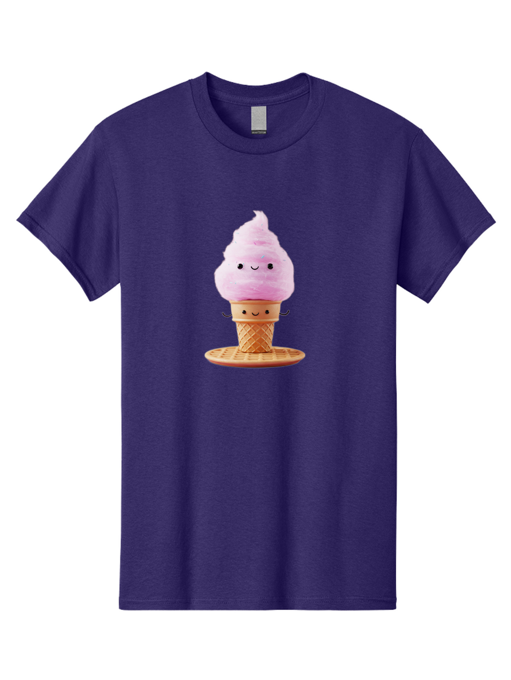 Pink-Ice-Cream-2 Men'S Graphic Tee, 100% Cotton, Comfortable Casual Summer Wear, Machine Washable, Pink Ice Cream, Soft Serve Ice Cream, Happy Face, Kawaii Design, Cute Dessert, Ice Cream Cone, Sweet Treat, Cartoon Character Bab169