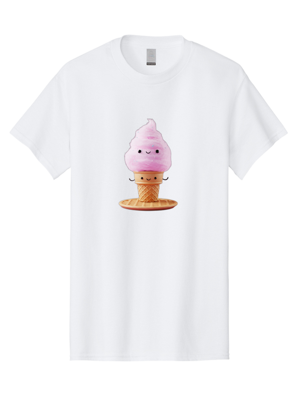 Pink-Ice-Cream-2 Men'S Graphic Tee, 100% Cotton, Comfortable Casual Summer Wear, Machine Washable, Pink Ice Cream, Soft Serve Ice Cream, Happy Face, Kawaii Design, Cute Dessert, Ice Cream Cone, Sweet Treat, Cartoon Character Bab169
