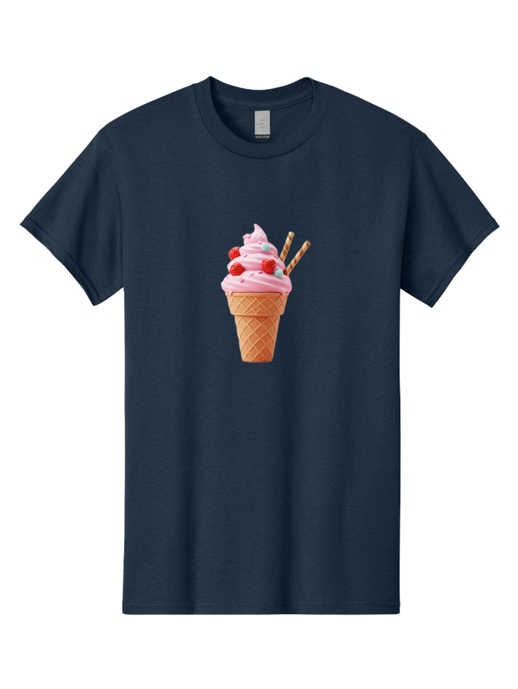 Pink-Ice-Cream-Cone Men'S Graphic Tee, 100% Cotton, Comfortable Casual Summer Wear, Machine Washable, Pink Ice Cream, Ice Cream Cone, Waffle Cone, Soft-Serve Ice Cream, Sweet Treats, Frozen Dessert, Summer Fun, Colorful Sprinkles, Bab170