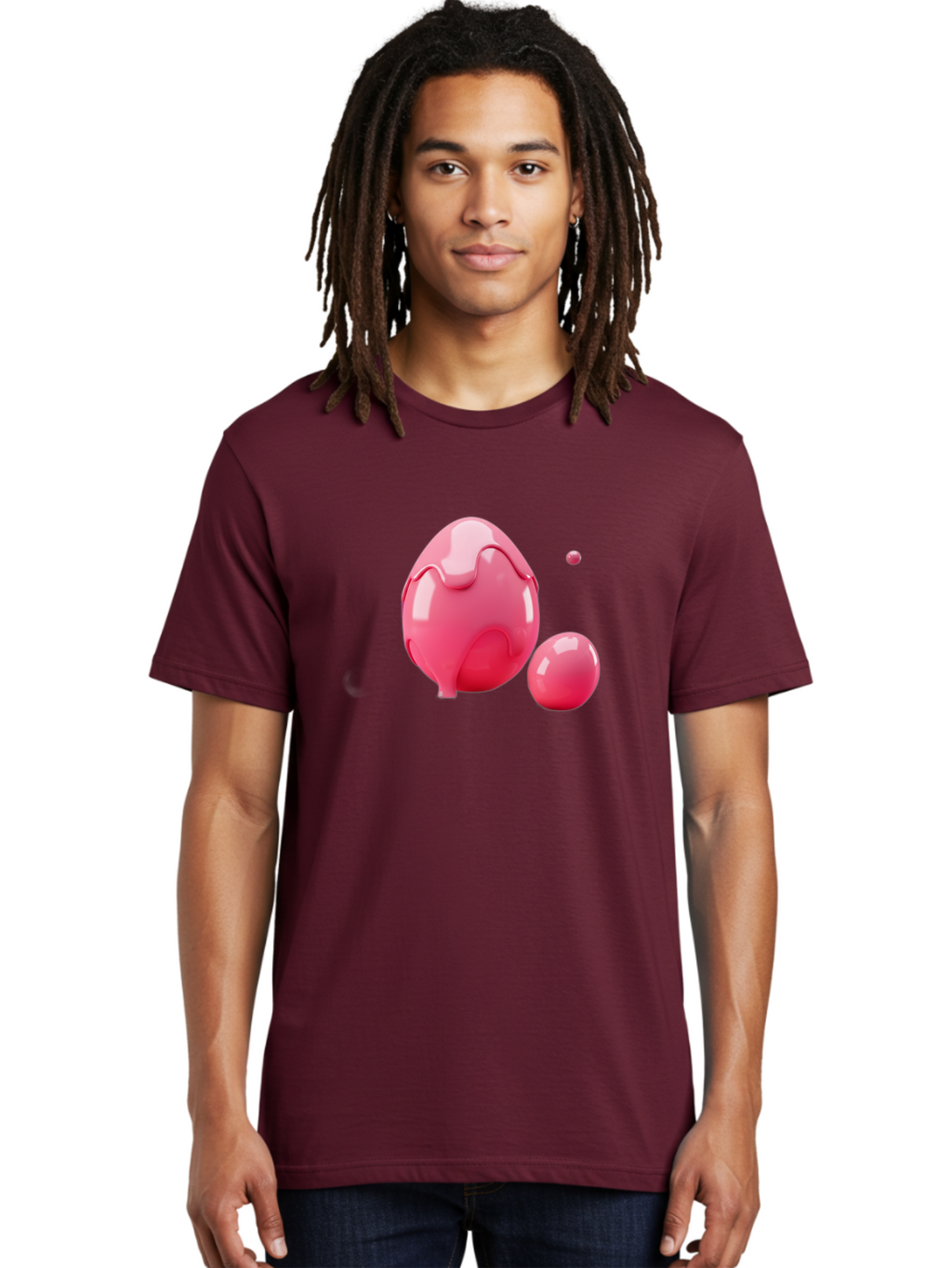 Pink-Liquid-Spheres Men'S Graphic Tee, 100% Cotton, Comfortable Casual Summer Wear, Machine Washable, Pink Liquid, 3D Render, Glossy Spheres, Abstract Shapes, Vibrant Colors, Digital Art, Modern Design, Fluid Forms Bab172