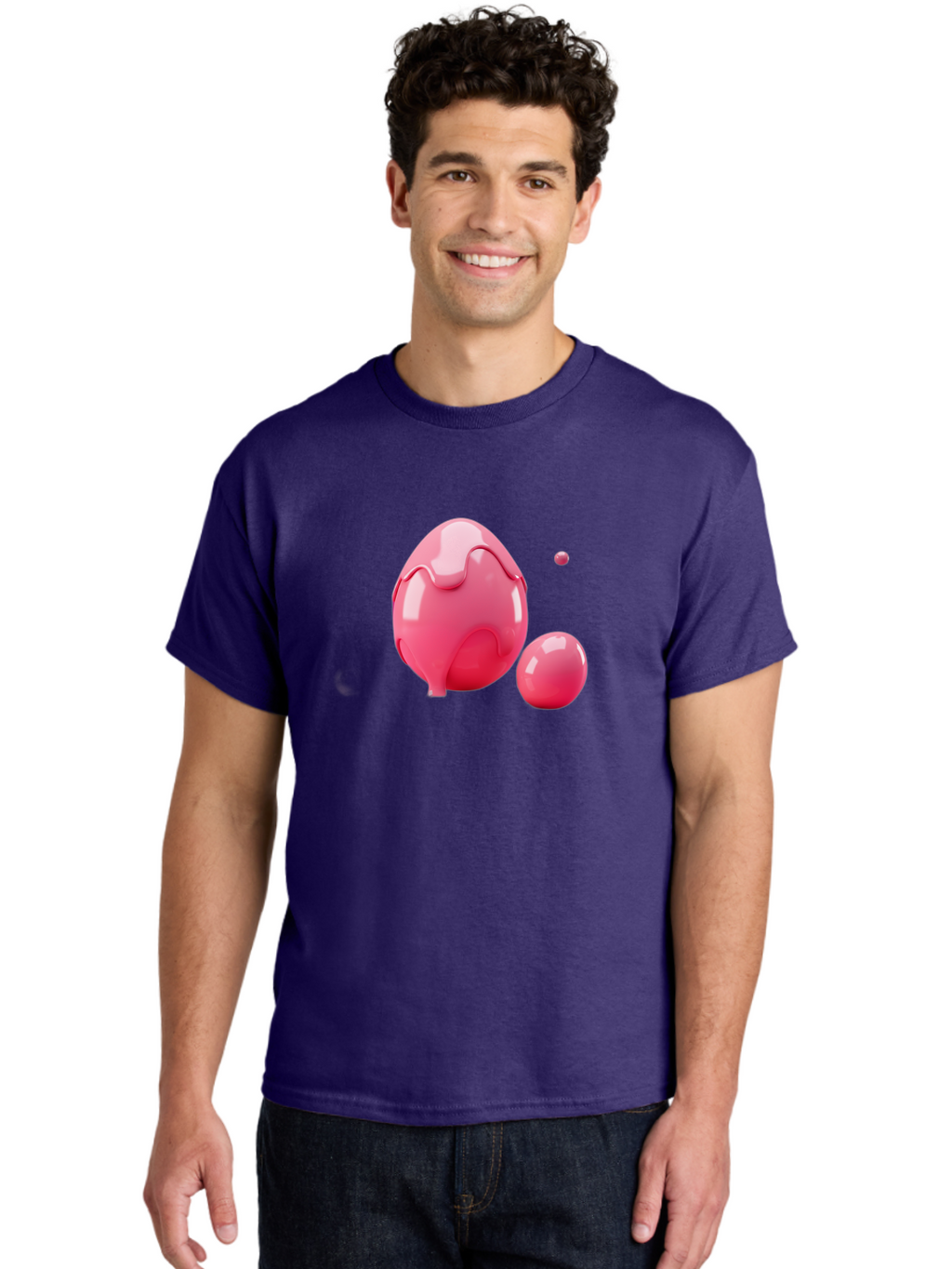 Pink-Liquid-Spheres Men'S Graphic Tee, 100% Cotton, Comfortable Casual Summer Wear, Machine Washable, Pink Liquid, 3D Render, Glossy Spheres, Abstract Shapes, Vibrant Colors, Digital Art, Modern Design, Fluid Forms Bab172