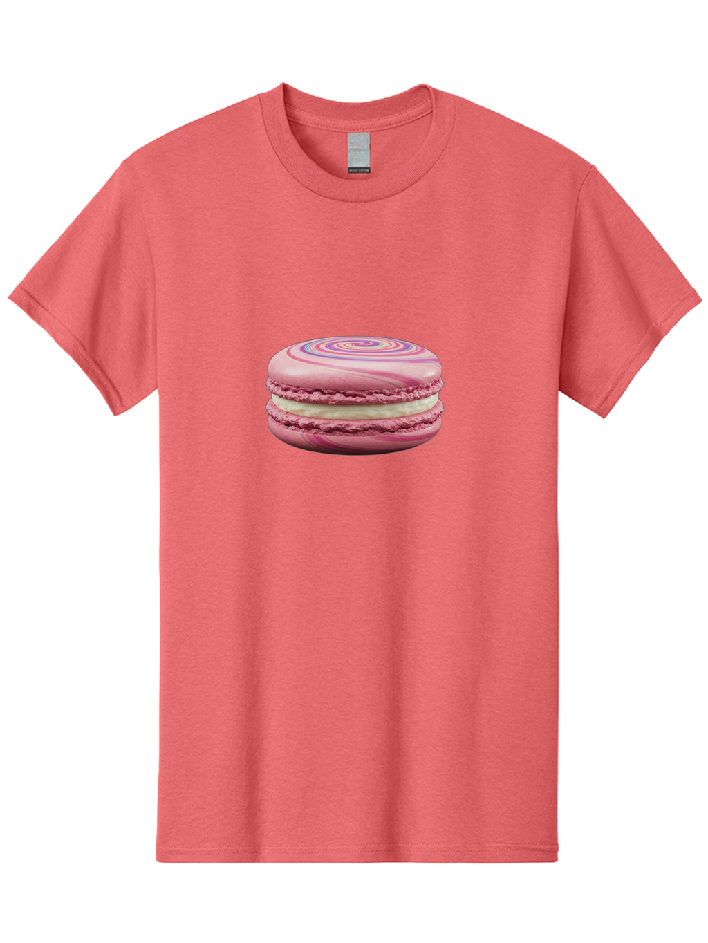 Pink-Macaron-1 Men'S Graphic Tee, 100% Cotton, Comfortable Casual Summer Wear, Machine Washable, Pink Macaron, Swirly Design, White Filling, French Dessert, Sweet Treat, Meringue-Based Cookie, Pastel Colors, Bakery Item, Dessert Lover, Foodie Bab173