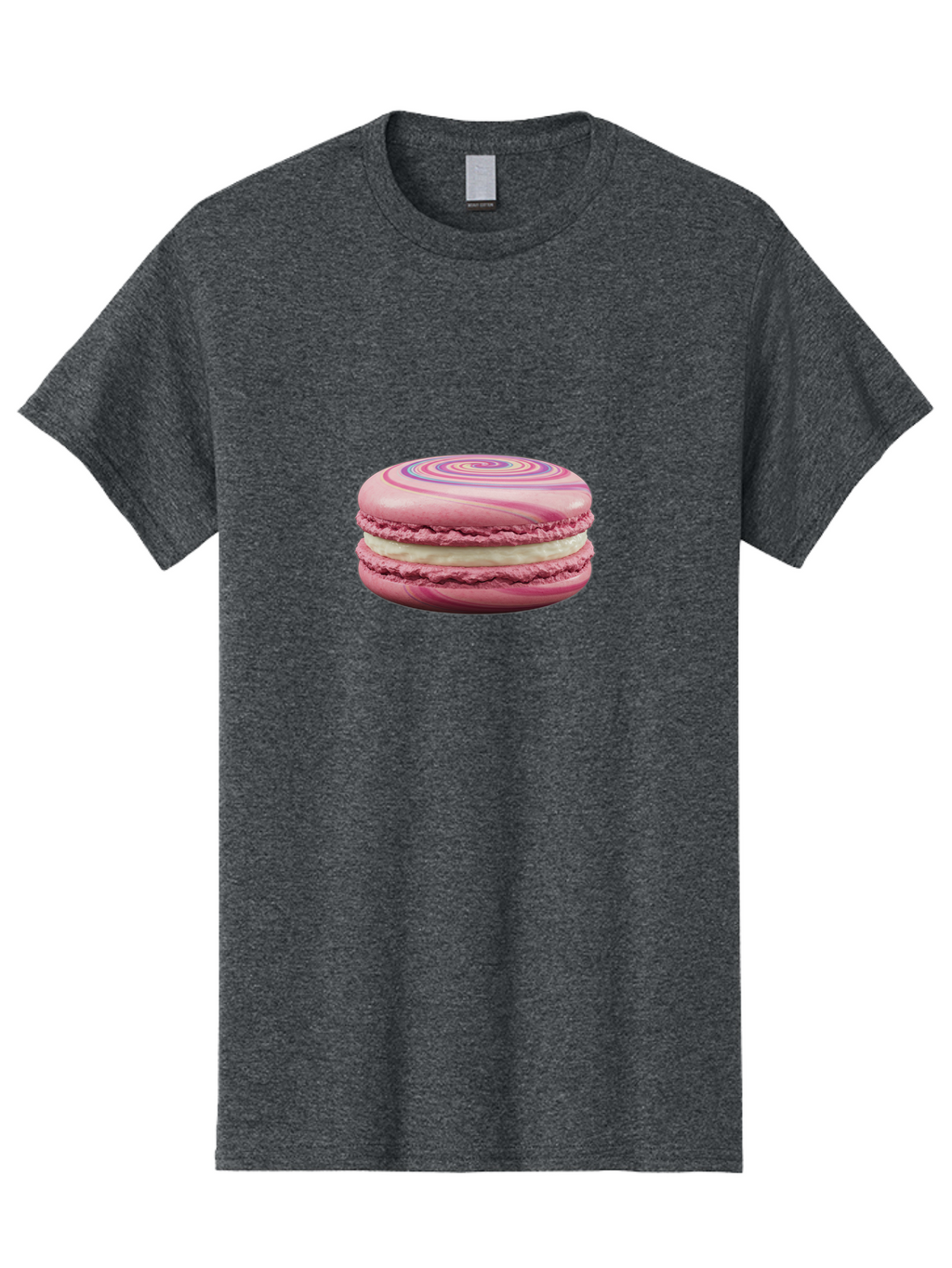 Pink-Macaron-1 Men'S Graphic Tee, 100% Cotton, Comfortable Casual Summer Wear, Machine Washable, Pink Macaron, Swirly Design, White Filling, French Dessert, Sweet Treat, Meringue-Based Cookie, Pastel Colors, Bakery Item, Dessert Lover, Foodie Bab173