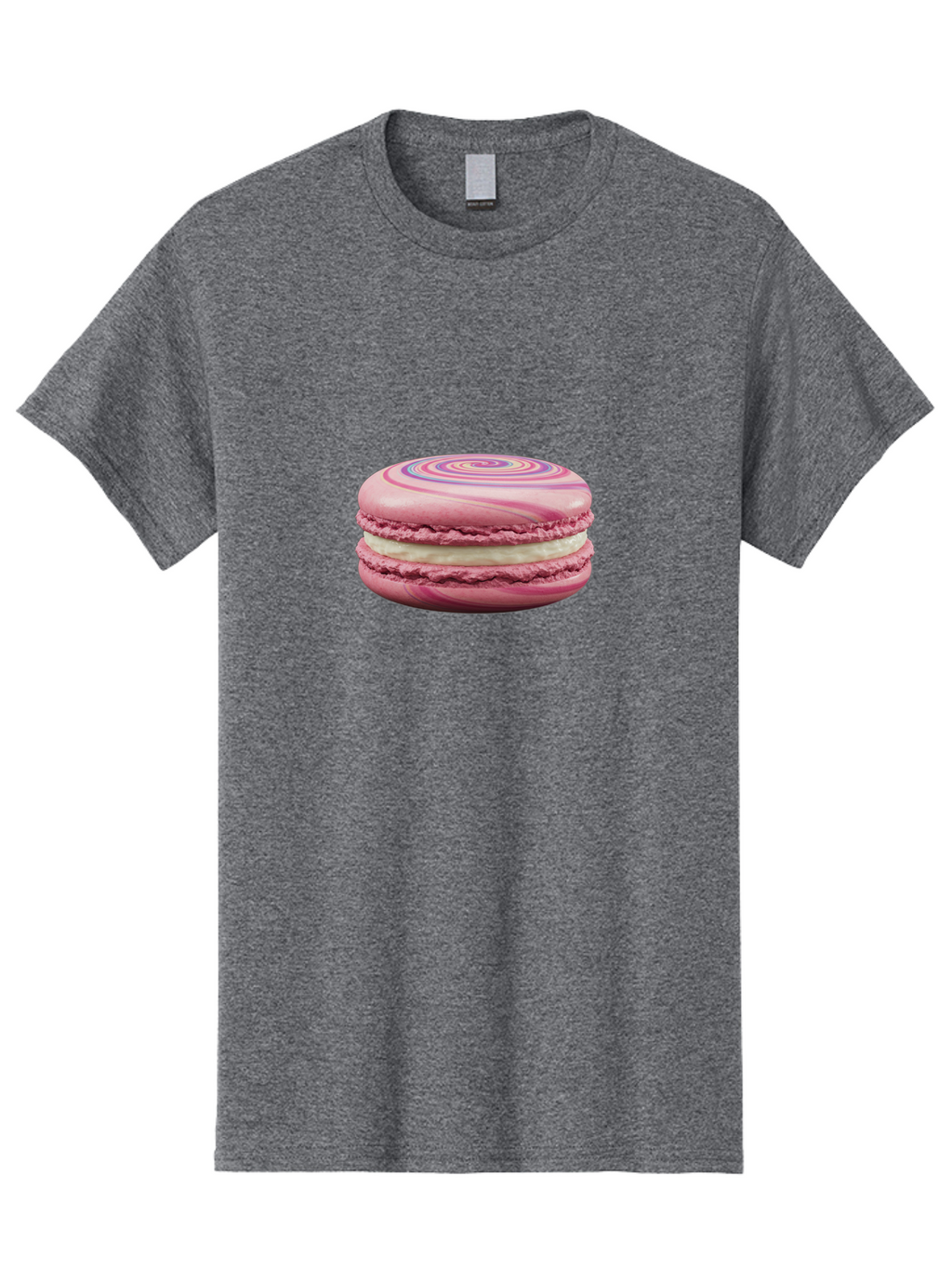 Pink-Macaron-1 Men'S Graphic Tee, 100% Cotton, Comfortable Casual Summer Wear, Machine Washable, Pink Macaron, Swirly Design, White Filling, French Dessert, Sweet Treat, Meringue-Based Cookie, Pastel Colors, Bakery Item, Dessert Lover, Foodie Bab173