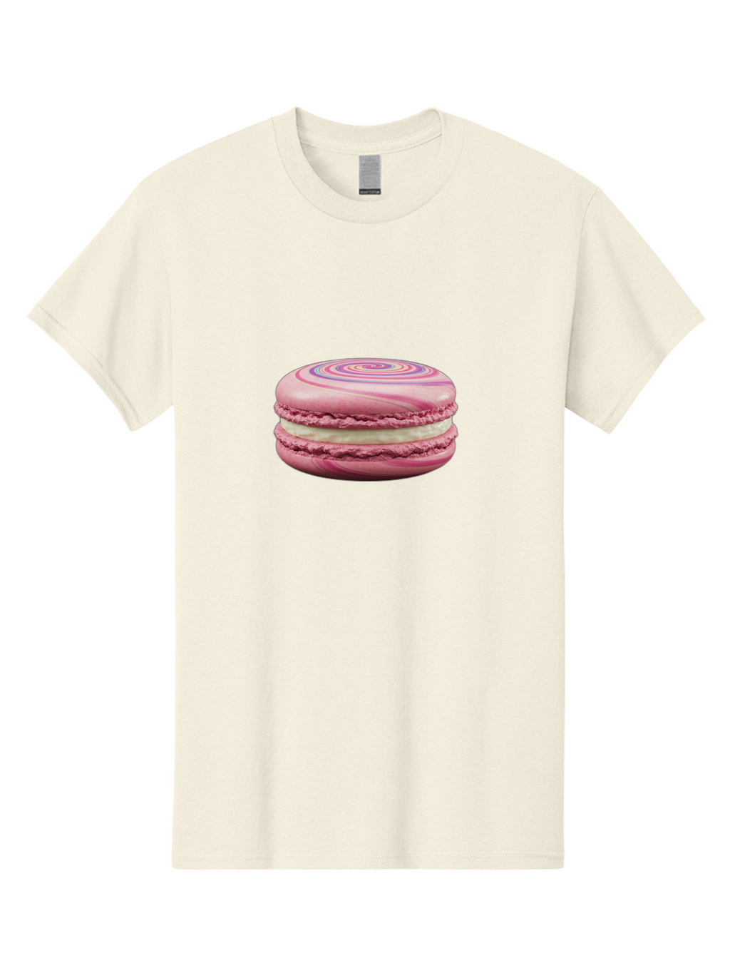 Pink-Macaron-1 Men'S Graphic Tee, 100% Cotton, Comfortable Casual Summer Wear, Machine Washable, Pink Macaron, Swirly Design, White Filling, French Dessert, Sweet Treat, Meringue-Based Cookie, Pastel Colors, Bakery Item, Dessert Lover, Foodie Bab173