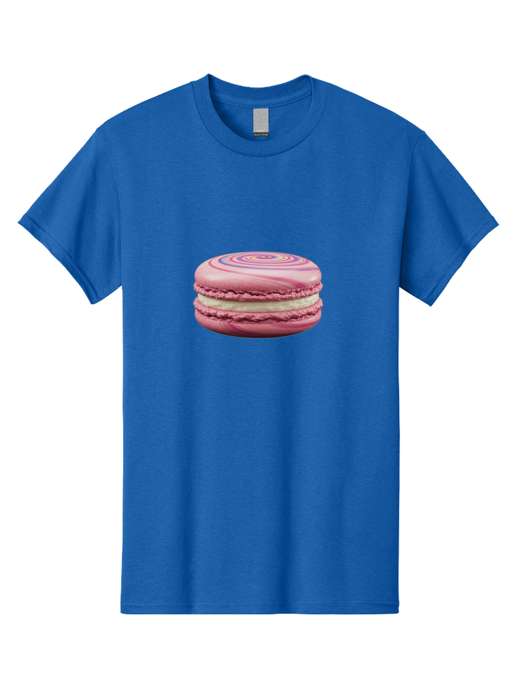 Pink-Macaron-1 Men'S Graphic Tee, 100% Cotton, Comfortable Casual Summer Wear, Machine Washable, Pink Macaron, Swirly Design, White Filling, French Dessert, Sweet Treat, Meringue-Based Cookie, Pastel Colors, Bakery Item, Dessert Lover, Foodie Bab173
