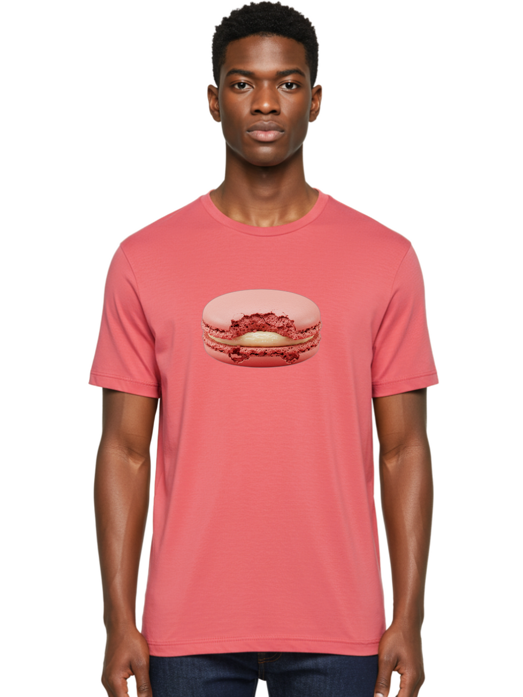 Pink-Macaron-4 Men'S Graphic Tee, 100% Cotton, Comfortable Casual Summer Wear, Machine Washable, Pink Macaron, French Dessert, Buttercream Filling, Sweet Treat, Delicate Meringue, Macarons, Dessert Lover, Chewy Texture, Sweet Indulgence Bab176