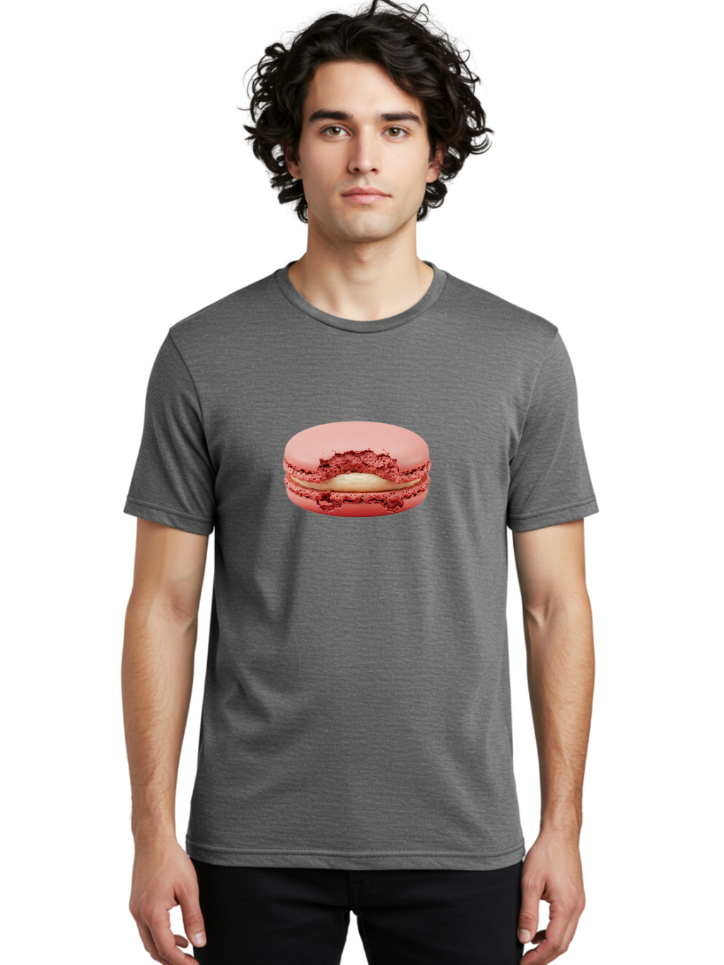 Pink-Macaron-4 Men'S Graphic Tee, 100% Cotton, Comfortable Casual Summer Wear, Machine Washable, Pink Macaron, French Dessert, Buttercream Filling, Sweet Treat, Delicate Meringue, Macarons, Dessert Lover, Chewy Texture, Sweet Indulgence Bab176