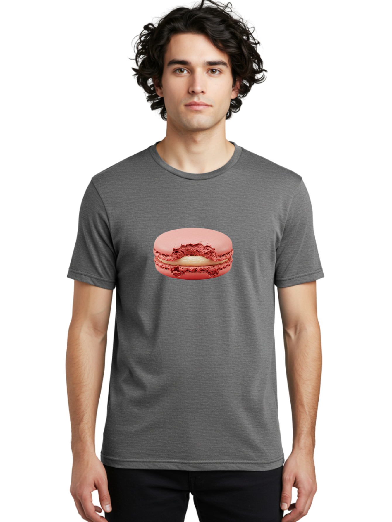 Pink-Macaron-4 Men'S Graphic Tee, 100% Cotton, Comfortable Casual Summer Wear, Machine Washable, Pink Macaron, French Dessert, Buttercream Filling, Sweet Treat, Delicate Meringue, Macarons, Dessert Lover, Chewy Texture, Sweet Indulgence Bab176