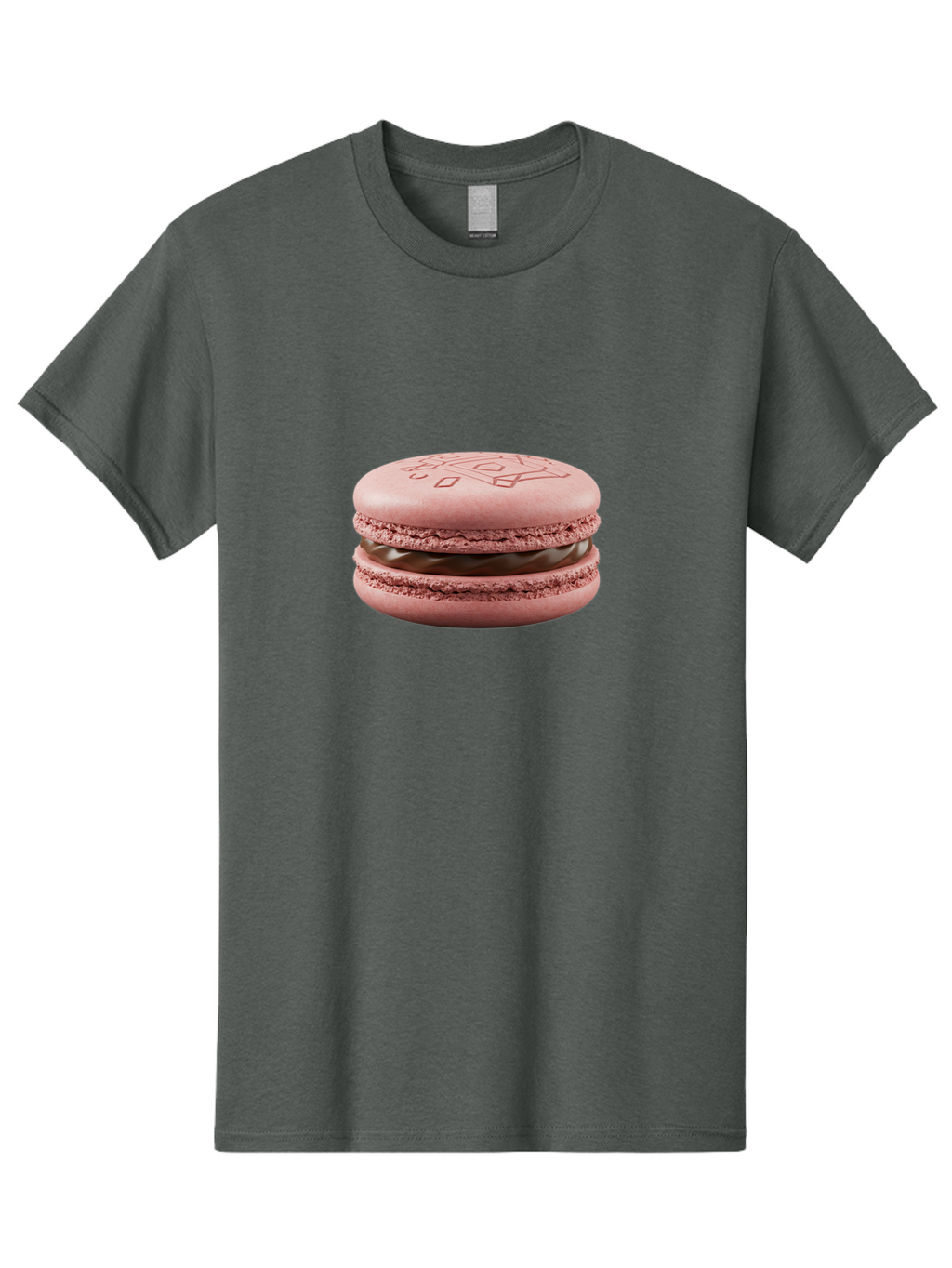 Pink-Macaron-With-Chocolate-Filling Men'S Graphic Tee, 100% Cotton, Comfortable Casual Summer Wear, Machine Washable, Pink Macaron, Chocolate Filling, Love Design, French Dessert, Sweet Treat, Delicate Meringue, Chocolate Ganache, Baked Goods Bab182