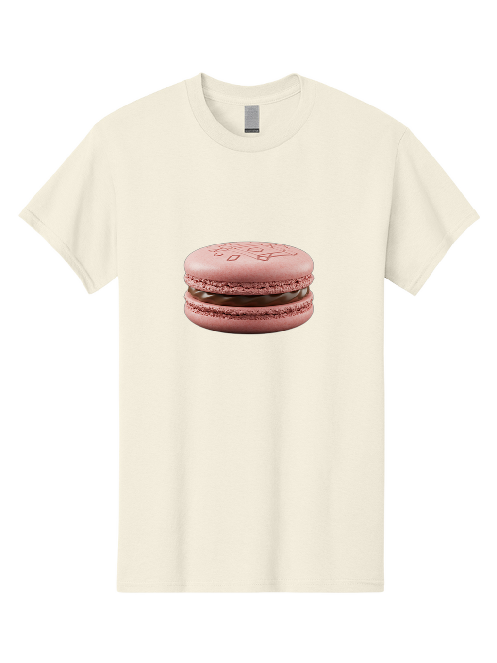 Pink-Macaron-With-Chocolate-Filling Men'S Graphic Tee, 100% Cotton, Comfortable Casual Summer Wear, Machine Washable, Pink Macaron, Chocolate Filling, Love Design, French Dessert, Sweet Treat, Delicate Meringue, Chocolate Ganache, Baked Goods Bab182