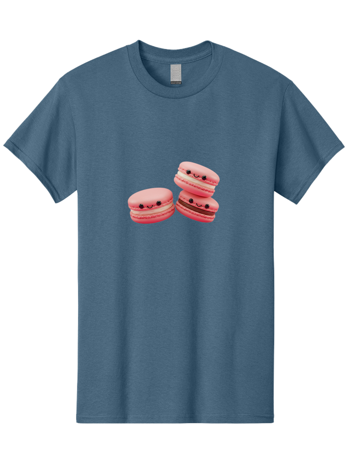 Pink-Macarons Men'S Graphic Tee, 100% Cotton, Comfortable Casual Summer Wear, Machine Washable, Pink Macarons, Sweet Treats, Dessert, French Pastry, Cute, Adorable, Smiling Macarons, Macaron Stack, Vanilla, Chocolate Filling, Bakery Delights Bab188
