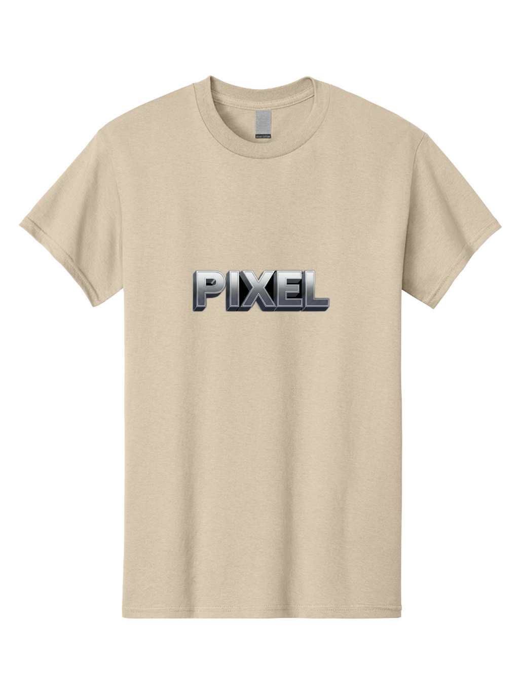 Pixel Men'S Graphic Tee, 100% Cotton, Comfortable Casual Summer Wear, Machine Washable, Pixel Art, Digital Graphics, Metallic Text, Chrome Effect, 3D Typography, Video Game Style, Graphic Design Element Bab201