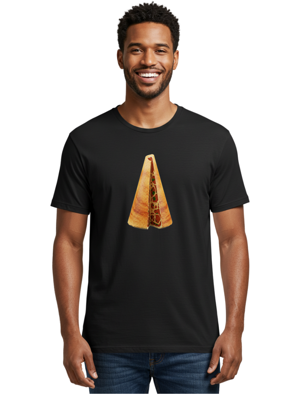 Pizza-Dosa Men'S Graphic Tee, 100% Cotton, Comfortable Casual Summer Wear, Machine Washable, Pizza Cone, Folded Pizza, Savory Snack, Melted Cheese, Tomato Sauce, Crispy Crust, Food Art, Culinary Creativity Bab204
