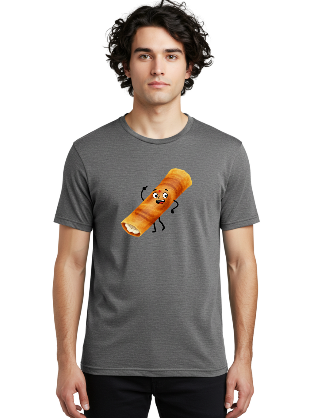Plain-Dosa Men'S Graphic Tee, 100% Cotton, Comfortable Casual Summer Wear, Machine Washable, Cartoon Paan Masala, Indian Street Food, Delicious Treats, Crunchy Texture, Happy Face, Bindi, Mouth-Watering, Tasty Snack, Paan Delight Bab206