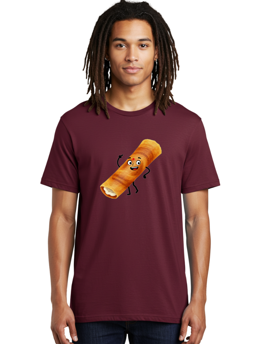 Plain-Dosa Men'S Graphic Tee, 100% Cotton, Comfortable Casual Summer Wear, Machine Washable, Cartoon Paan Masala, Indian Street Food, Delicious Treats, Crunchy Texture, Happy Face, Bindi, Mouth-Watering, Tasty Snack, Paan Delight Bab206
