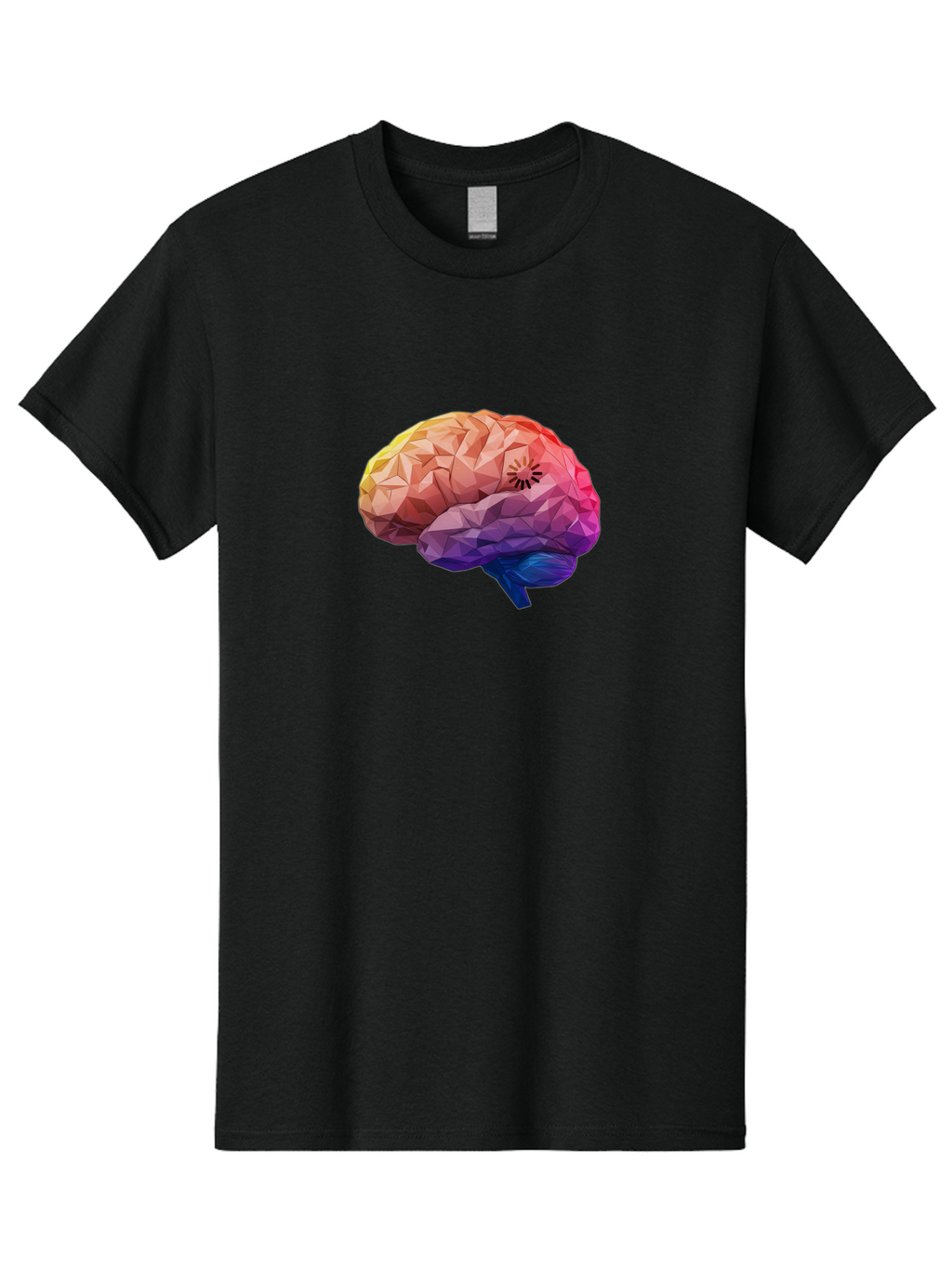Polygonal-Brain Men'S Graphic Tee, 100% Cotton, Comfortable Casual Summer Wear, Machine Washable, Low Poly Brain, Colorful Brain, 3D Brain Model, Geometric Art, Brain Illustration, Neuroscience, Cognitive Function, Mental Health Awareness, Bab211