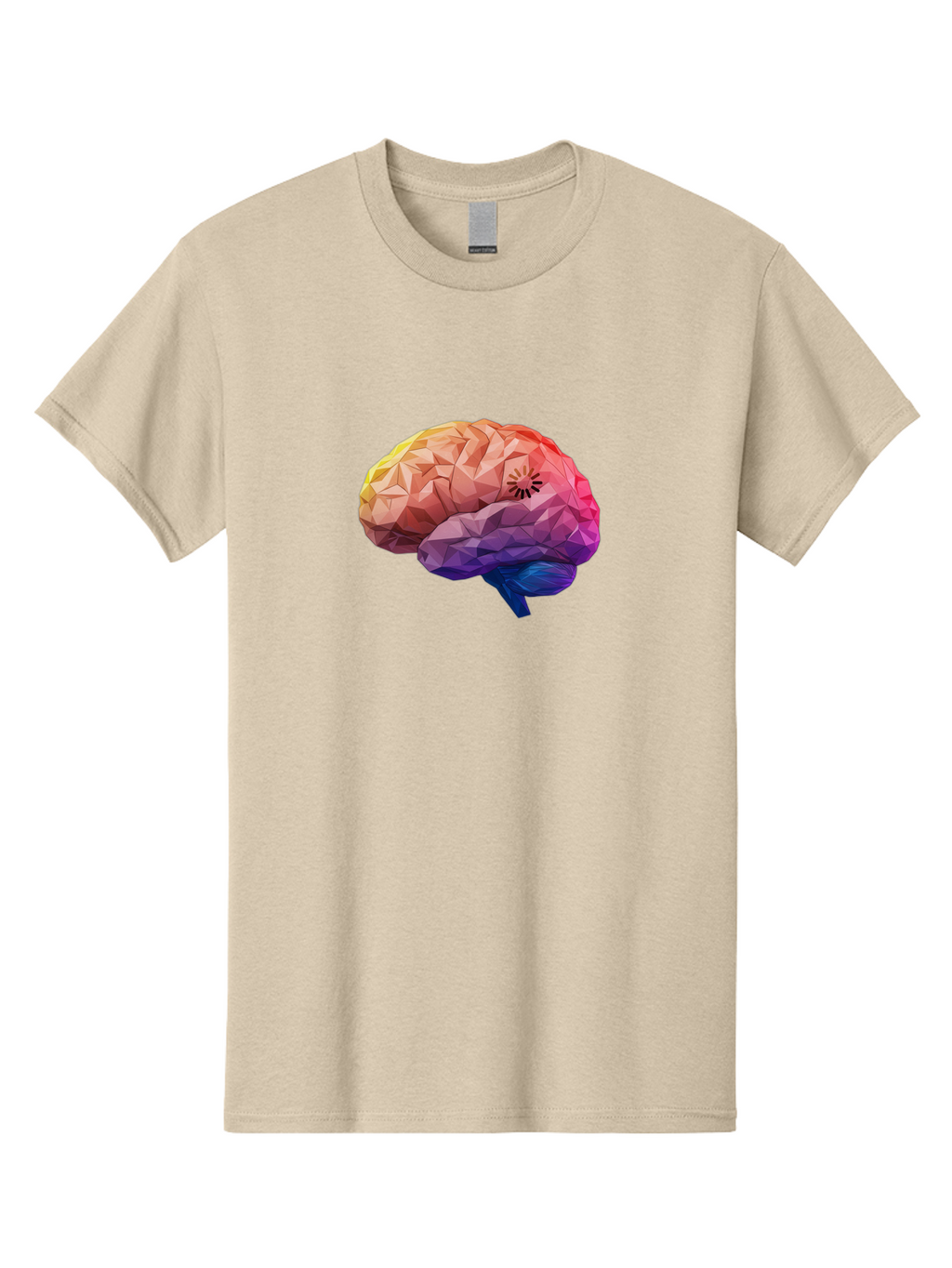 Polygonal-Brain Men'S Graphic Tee, 100% Cotton, Comfortable Casual Summer Wear, Machine Washable, Low Poly Brain, Colorful Brain, 3D Brain Model, Geometric Art, Brain Illustration, Neuroscience, Cognitive Function, Mental Health Awareness, Bab211