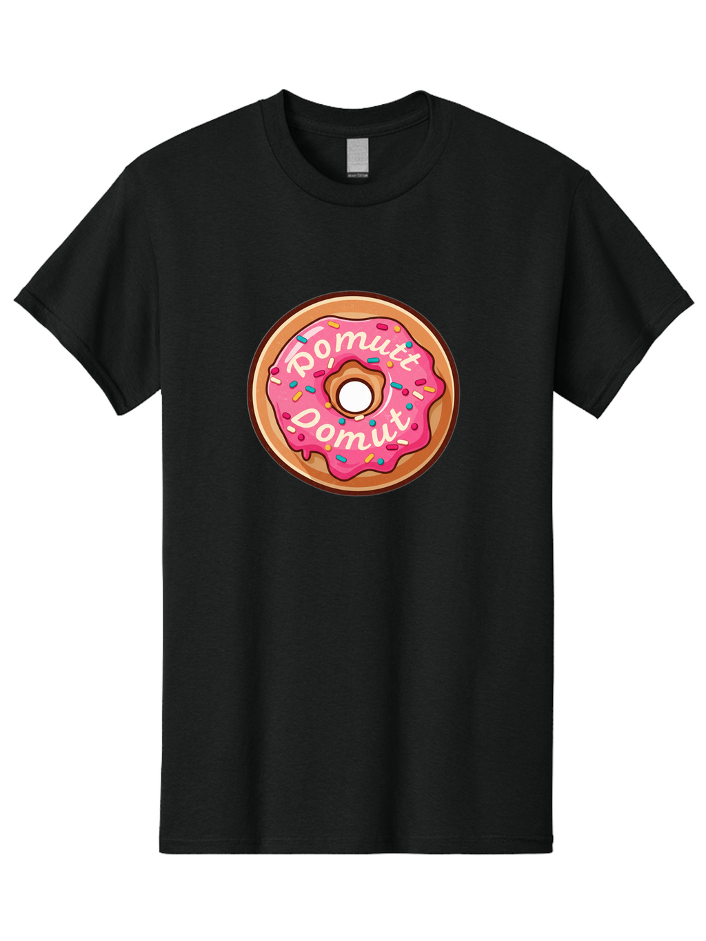 Pomutt-Pomutt-Donut Men'S Graphic Tee, 100% Cotton, Comfortable Casual Summer Wear, Machine Washable, Pink Frosted Donut, Donut With Sprinkles, Sweet Treat, Tasty Dessert, Colorful Donut, Pomutt Pomutt, Donut Illustration, Donut Art Bab212