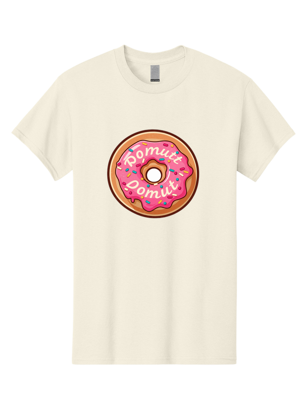 Pomutt-Pomutt-Donut Men'S Graphic Tee, 100% Cotton, Comfortable Casual Summer Wear, Machine Washable, Pink Frosted Donut, Donut With Sprinkles, Sweet Treat, Tasty Dessert, Colorful Donut, Pomutt Pomutt, Donut Illustration, Donut Art Bab212