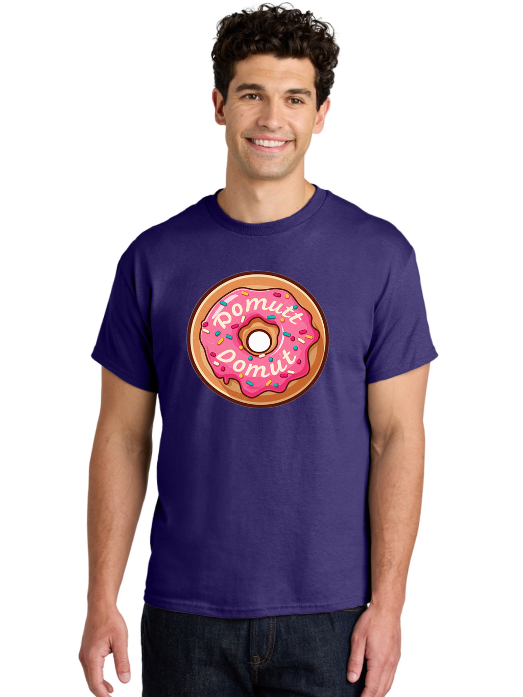 Pomutt-Pomutt-Donut Men'S Graphic Tee, 100% Cotton, Comfortable Casual Summer Wear, Machine Washable, Pink Frosted Donut, Donut With Sprinkles, Sweet Treat, Tasty Dessert, Colorful Donut, Pomutt Pomutt, Donut Illustration, Donut Art Bab212