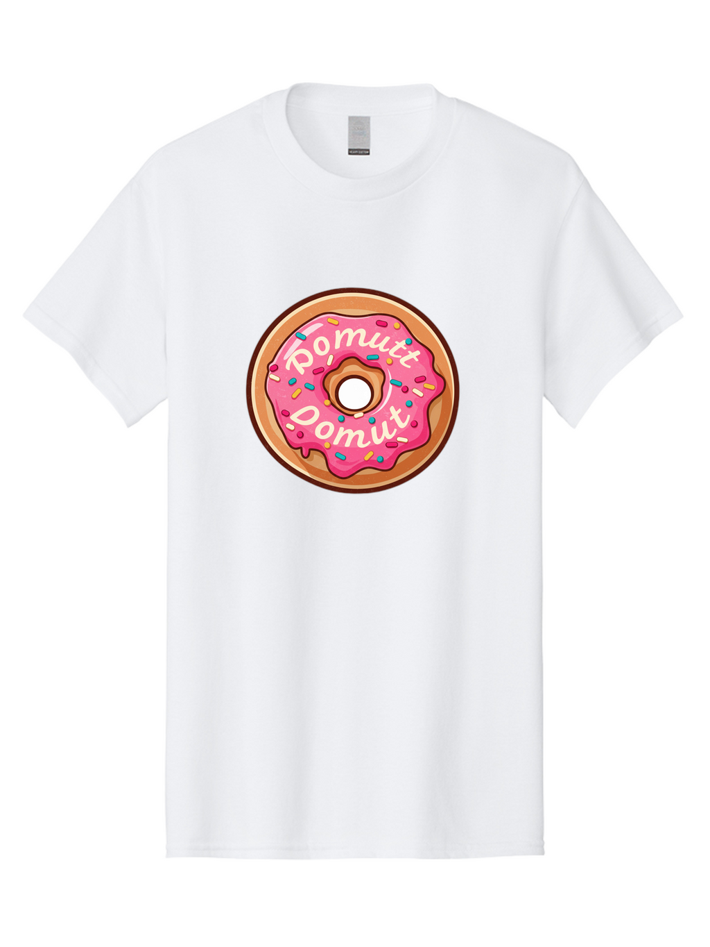 Pomutt-Pomutt-Donut Men'S Graphic Tee, 100% Cotton, Comfortable Casual Summer Wear, Machine Washable, Pink Frosted Donut, Donut With Sprinkles, Sweet Treat, Tasty Dessert, Colorful Donut, Pomutt Pomutt, Donut Illustration, Donut Art Bab212